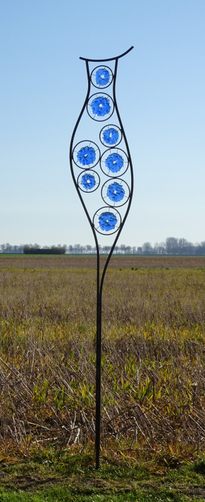 Hendrike Huijsmans - Luchttekening blauw 4 (Glass, Metal)